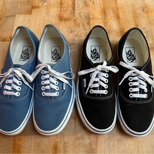 2 pairs of Women”s canvas vans tennis skate shoes sz 9.5